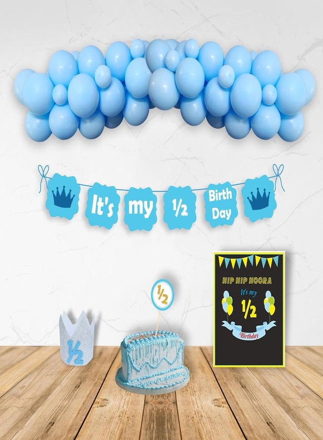 Untumble Half Birthday Decorations for Baby boy in Blue, Boy Six Month Photo Shoot Pack, 6 Month Party kit with Rubber Balloons, 1/2 Decor for boy Baby - Image 4